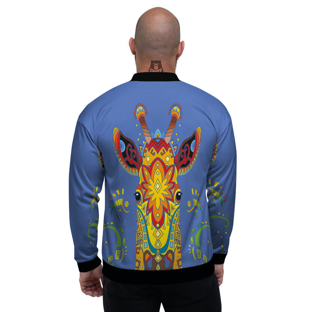 Portrait Giraffe Colorful Print Men's Bomber Jacket-grizzshop