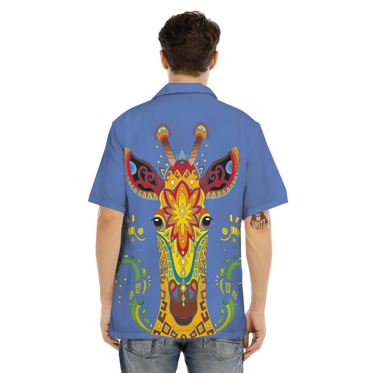Portrait Giraffe Colorful Print Men's Hawaiian Shirt-grizzshop