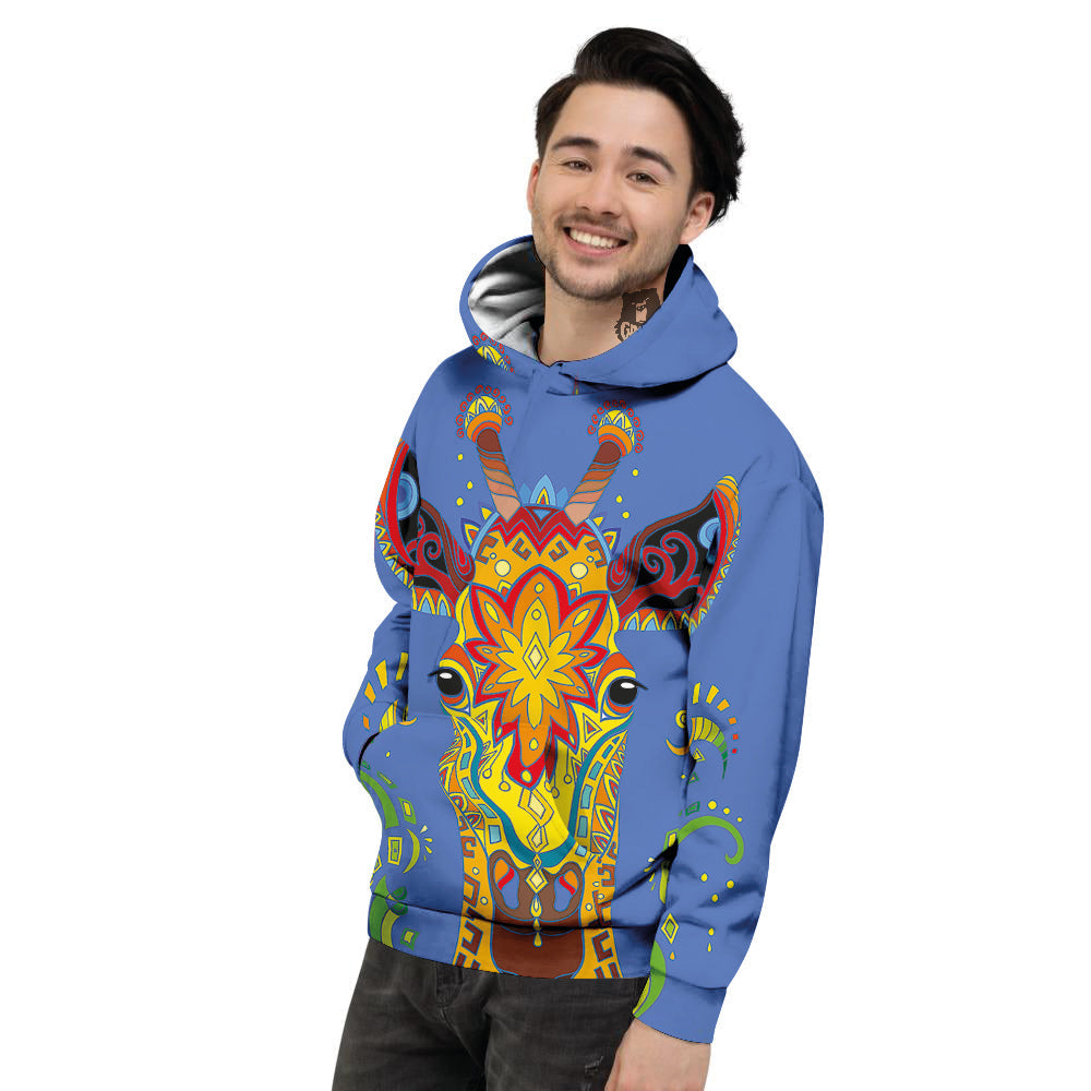 Portrait Giraffe Colorful Print Men's Hoodie-grizzshop