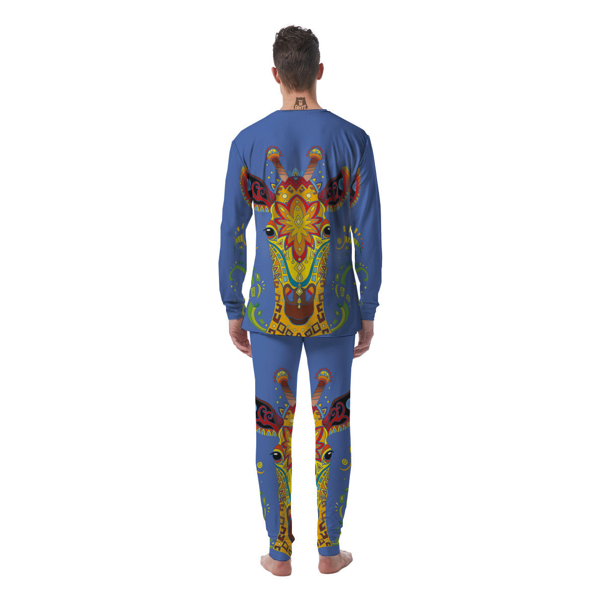 Portrait Giraffe Colorful Print Men's Pajamas-grizzshop