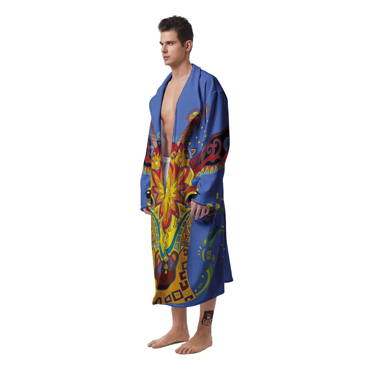 Portrait Giraffe Colorful Print Men's Robe-grizzshop
