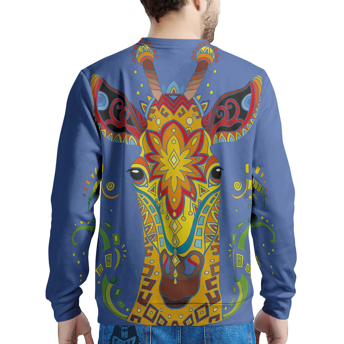 Portrait Giraffe Colorful Print Men's Sweatshirt-grizzshop