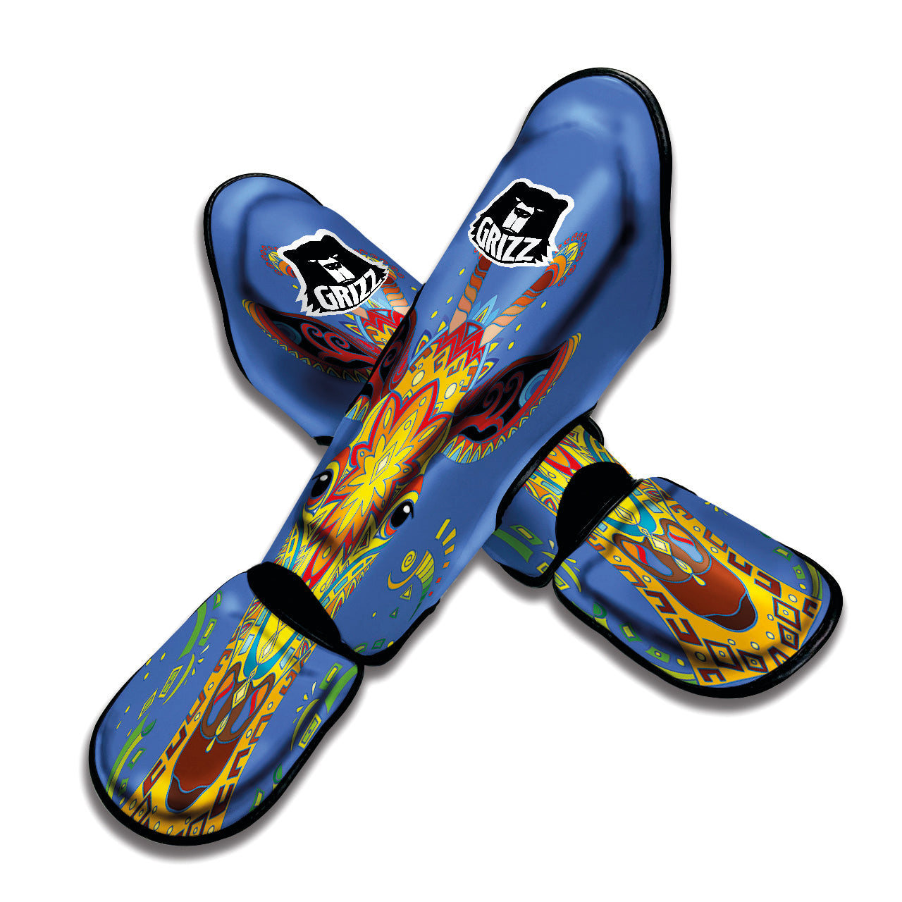 Portrait Giraffe Colorful Print Muay Thai Shin Guards-grizzshop