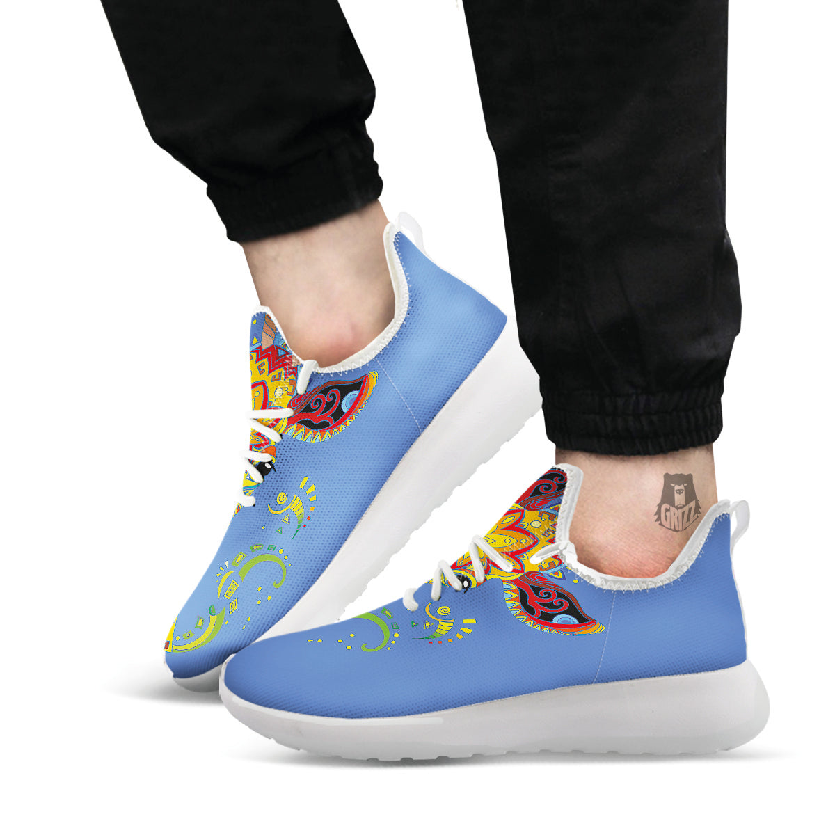 Portrait Giraffe Colorful Print White Athletic Shoes-grizzshop