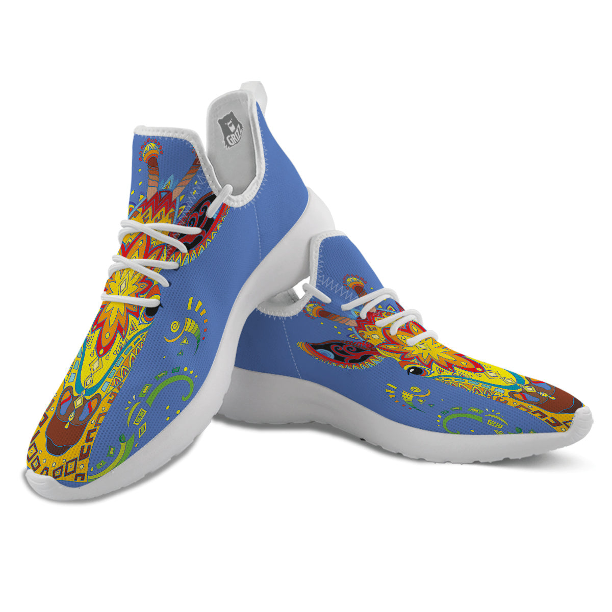 Portrait Giraffe Colorful Print White Athletic Shoes-grizzshop