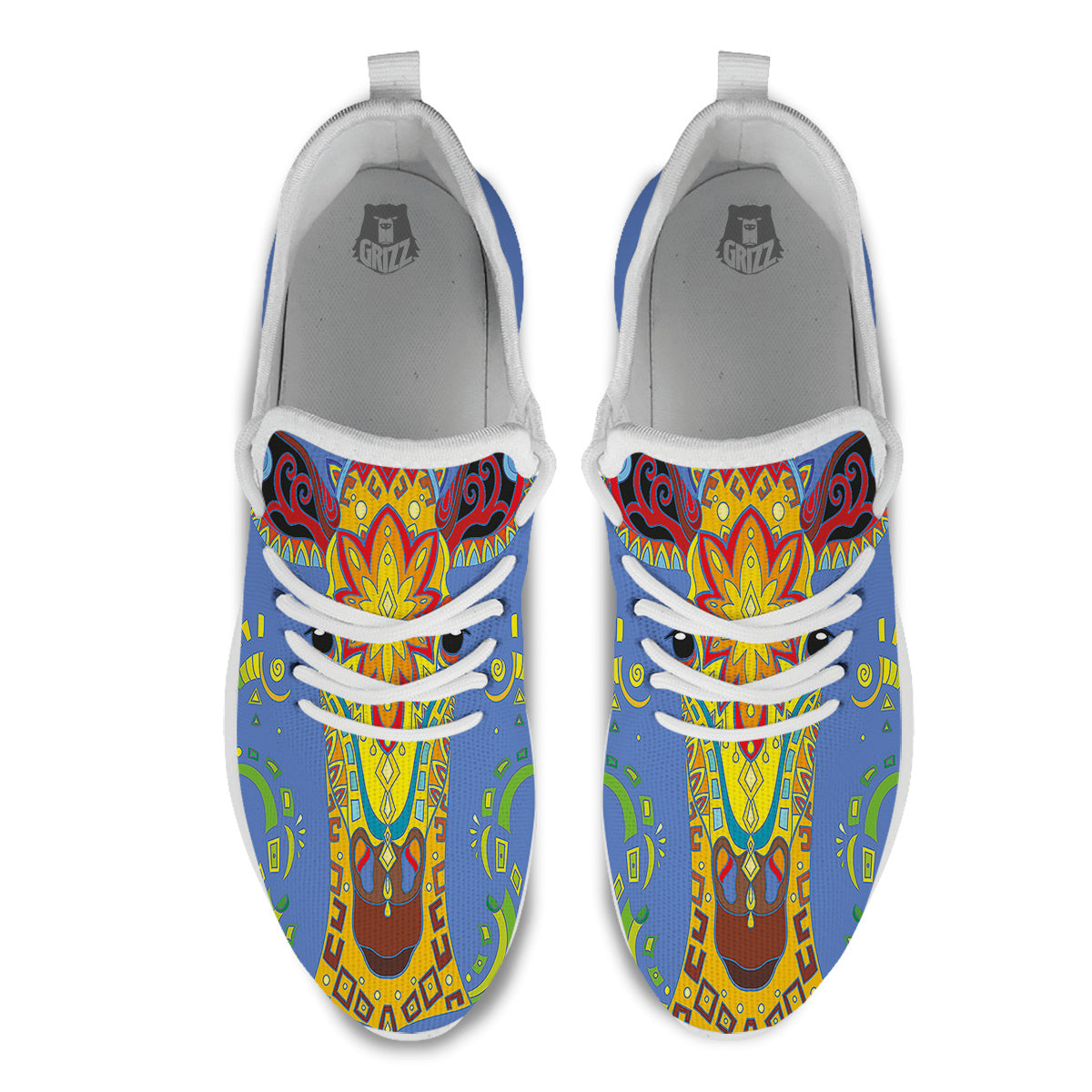 Portrait Giraffe Colorful Print White Athletic Shoes-grizzshop