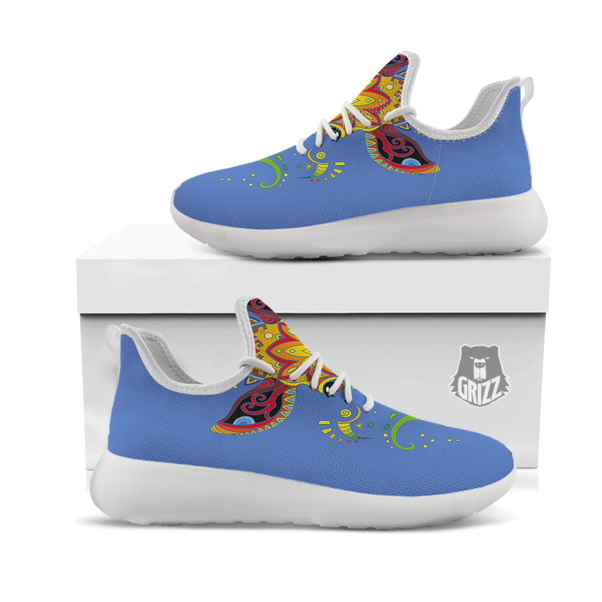 Portrait Giraffe Colorful Print White Athletic Shoes-grizzshop
