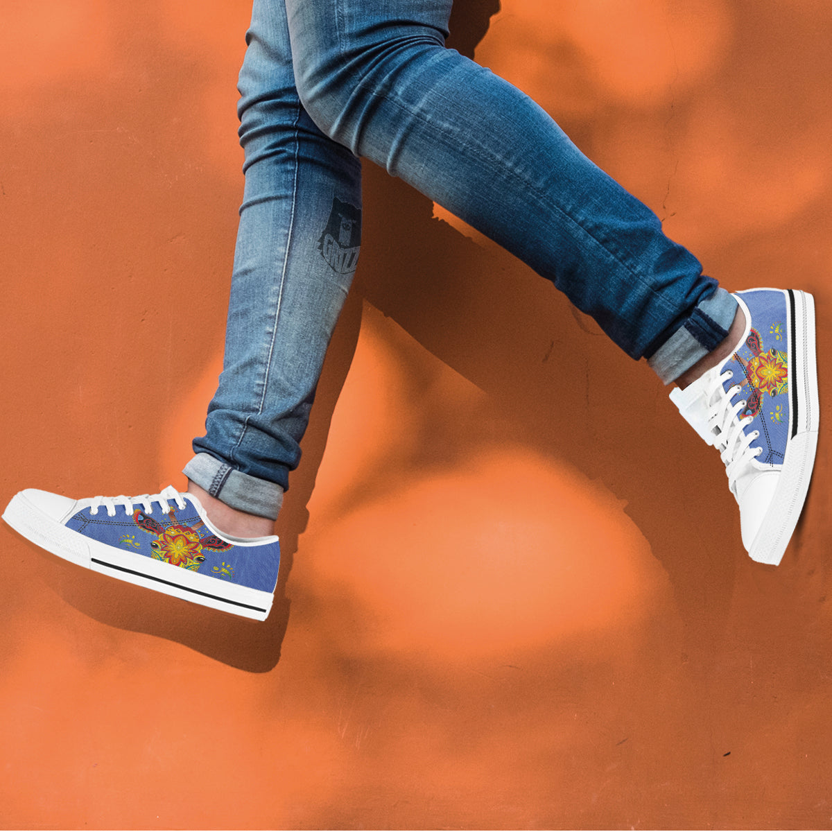 Portrait Giraffe Colorful Print White Low Top Shoes-grizzshop