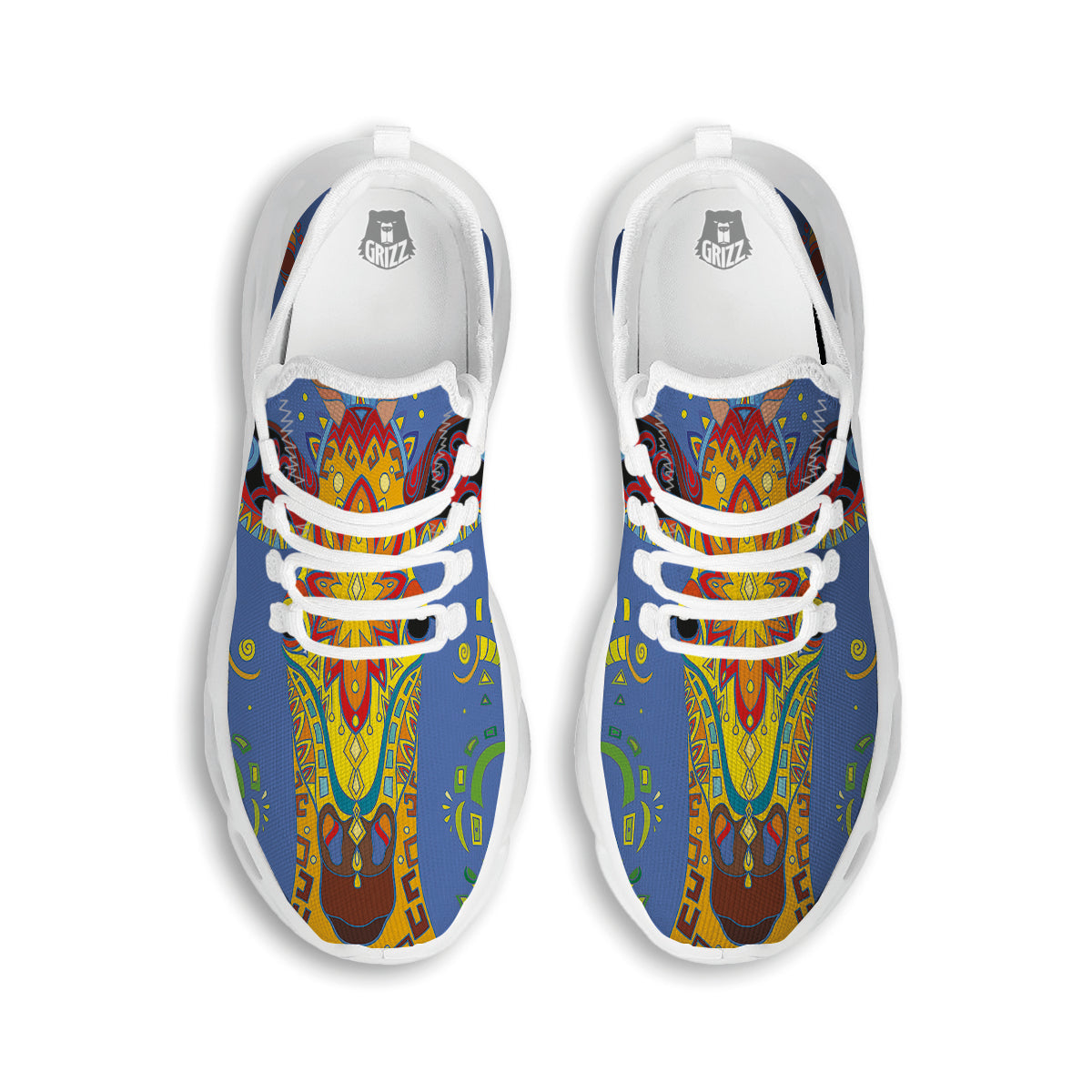 Portrait Giraffe Colorful Print White Running Shoes-grizzshop