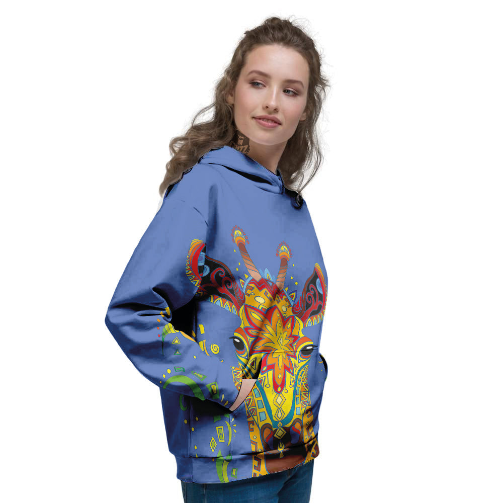 Portrait Giraffe Colorful Print Women's Hoodie-grizzshop