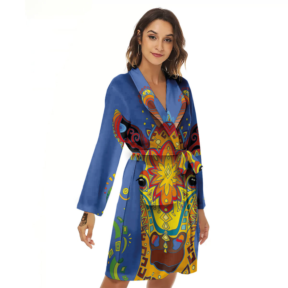 Portrait Giraffe Colorful Print Women's Robe-grizzshop