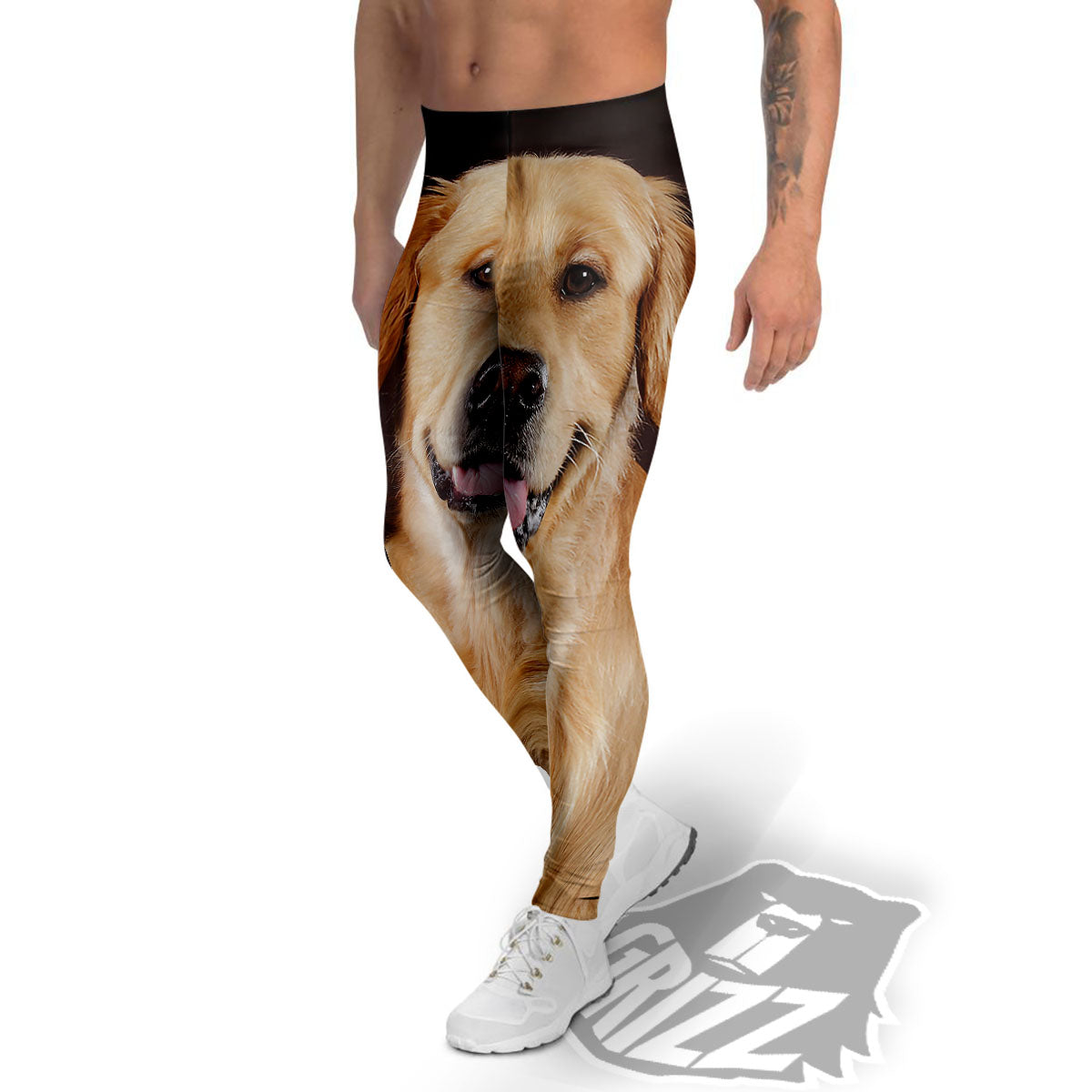 Portrait Golden Retriever Print Men's Leggings-grizzshop