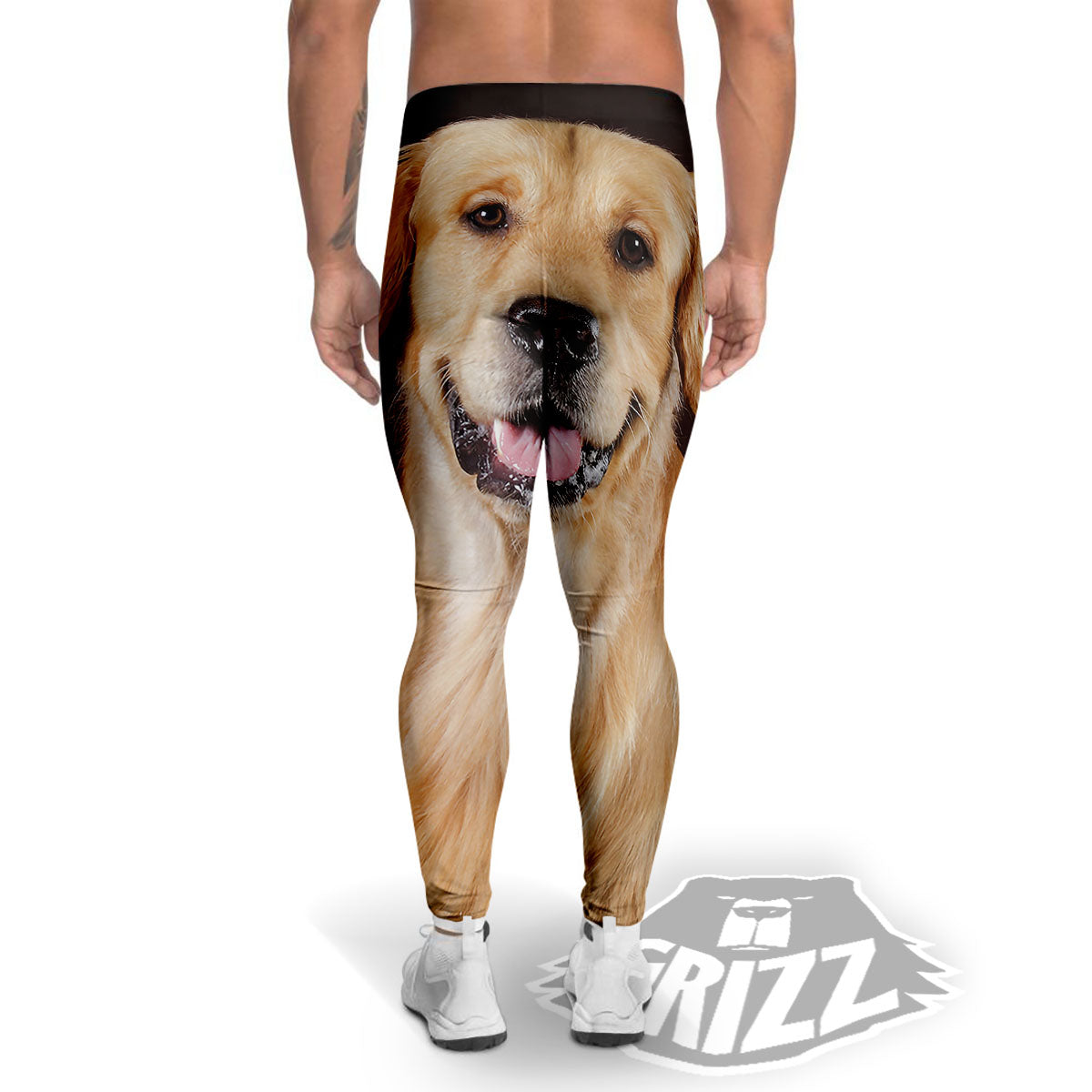 Portrait Golden Retriever Print Men's Leggings-grizzshop