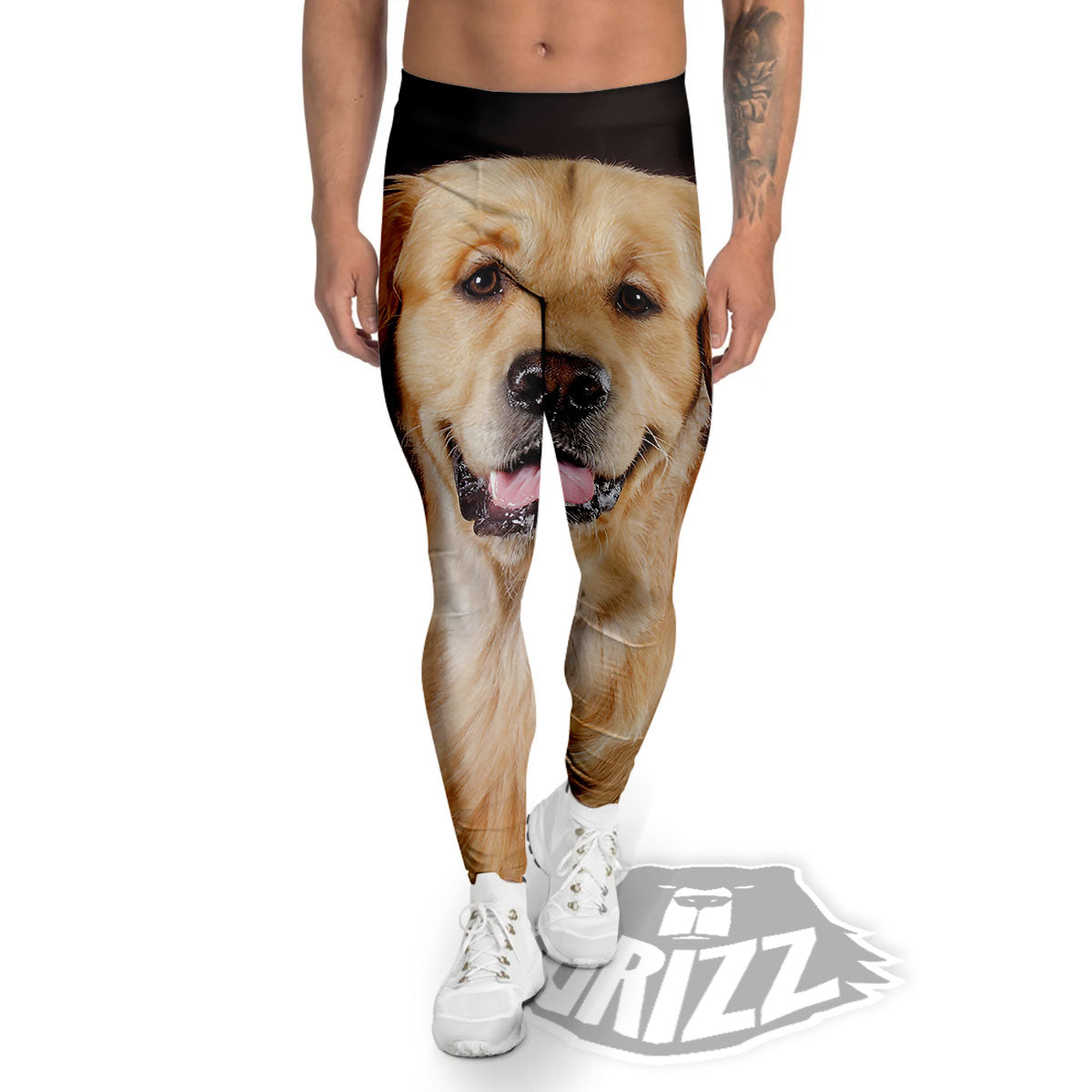 Portrait Golden Retriever Print Men's Leggings-grizzshop