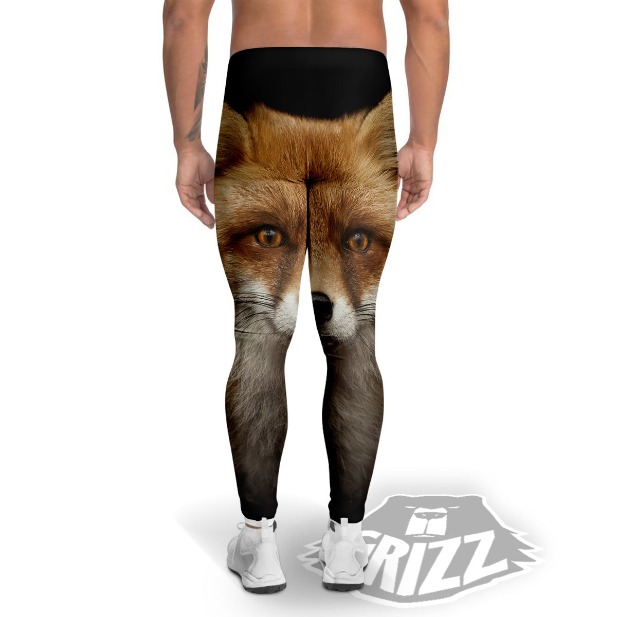 Portrait Head Fox Print Men's Leggings-grizzshop