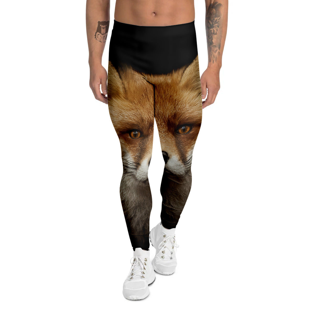 Portrait Head Fox Print Men's Leggings-grizzshop