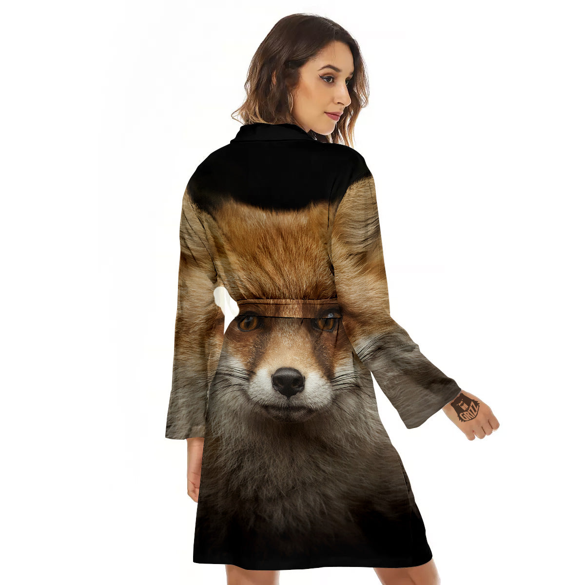 Portrait Head Fox Print Women's Robe-grizzshop