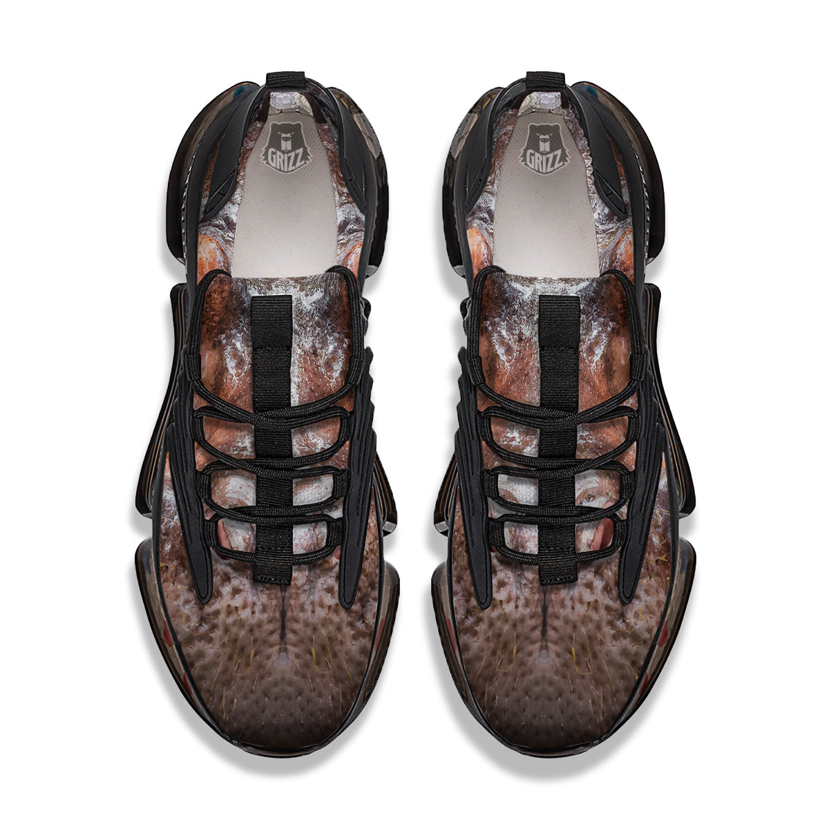 Portrait Hippo Print Black Gym Shoes-grizzshop