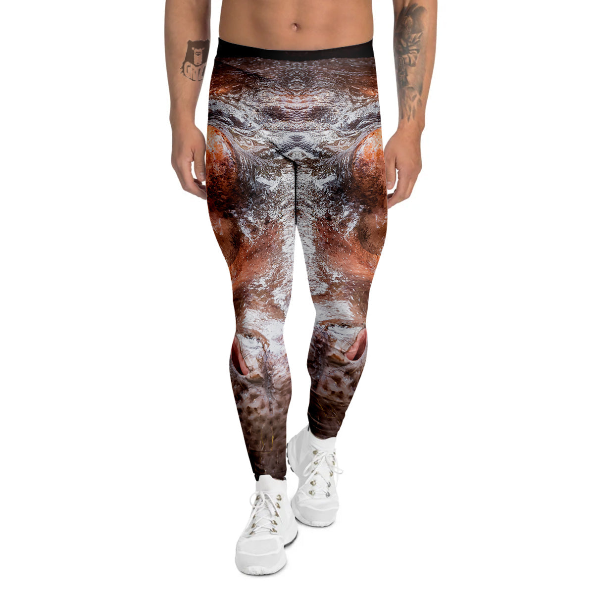 Portrait Hippo Print Men's Leggings-grizzshop