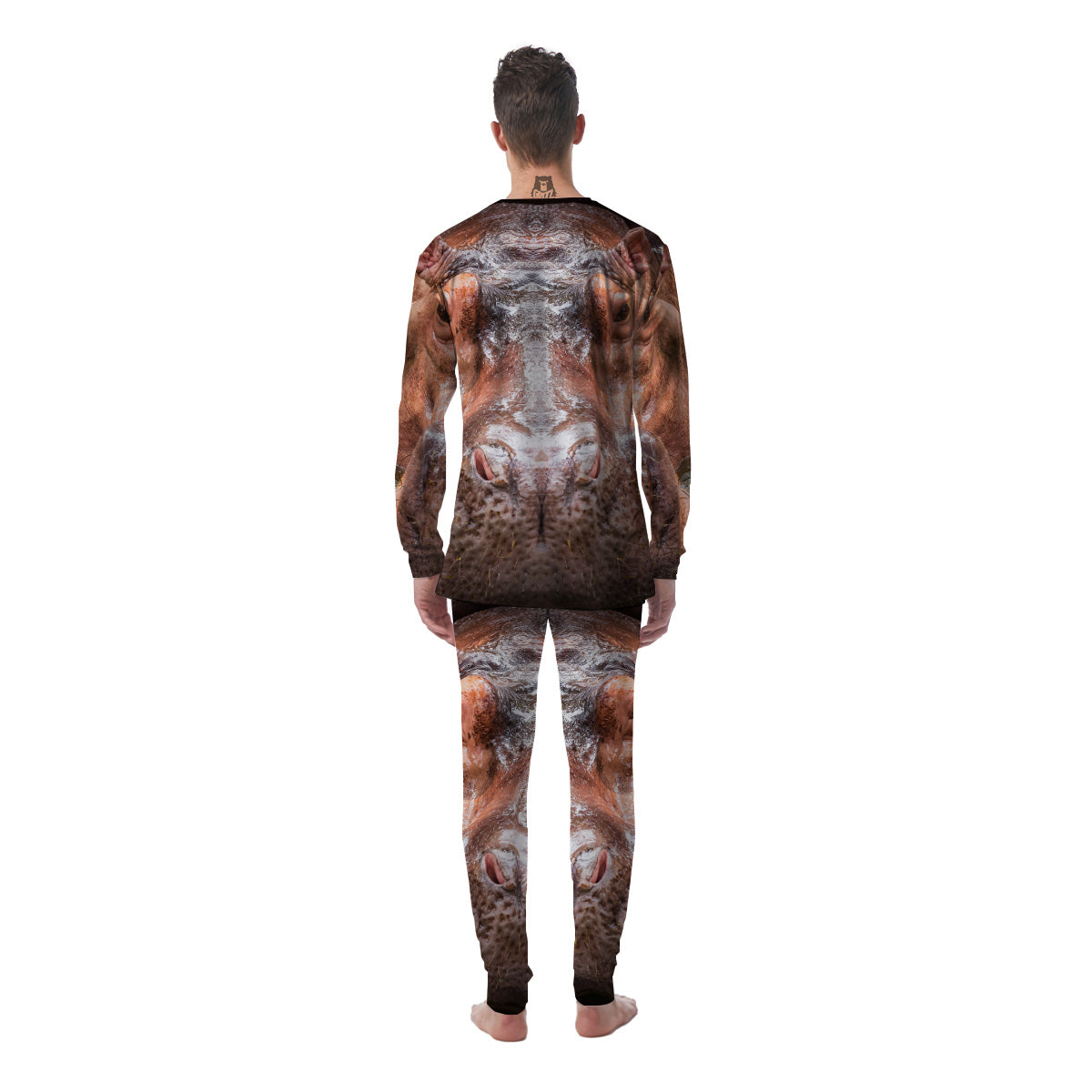 Portrait Hippo Print Men's Pajamas-grizzshop