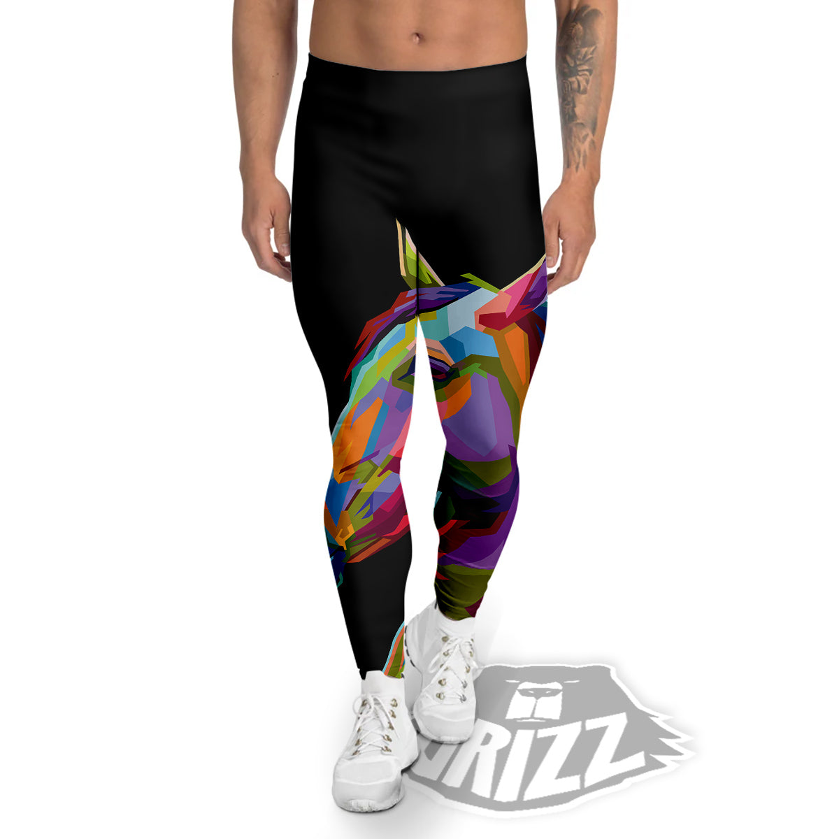 Portrait Horse Colorful Print Men's Leggings-grizzshop