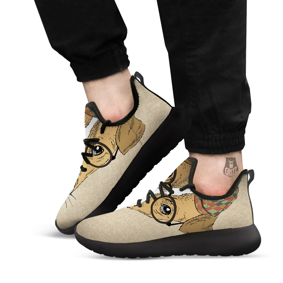 Portrait Jack Russell Terrier Print Black Athletic Shoes-grizzshop