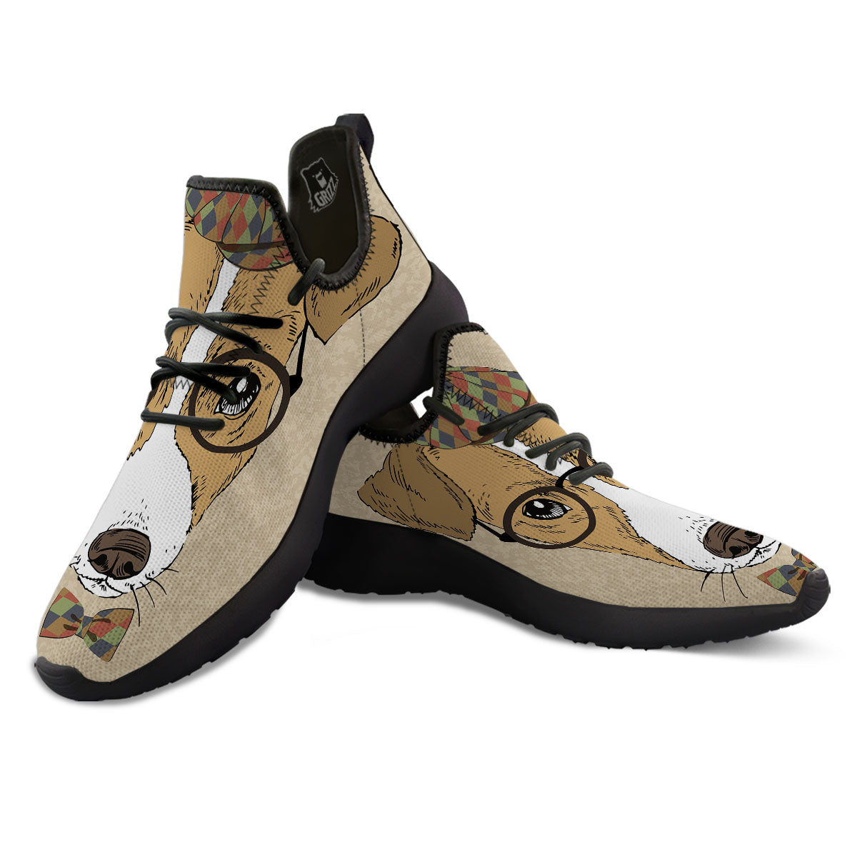 Portrait Jack Russell Terrier Print Black Athletic Shoes-grizzshop