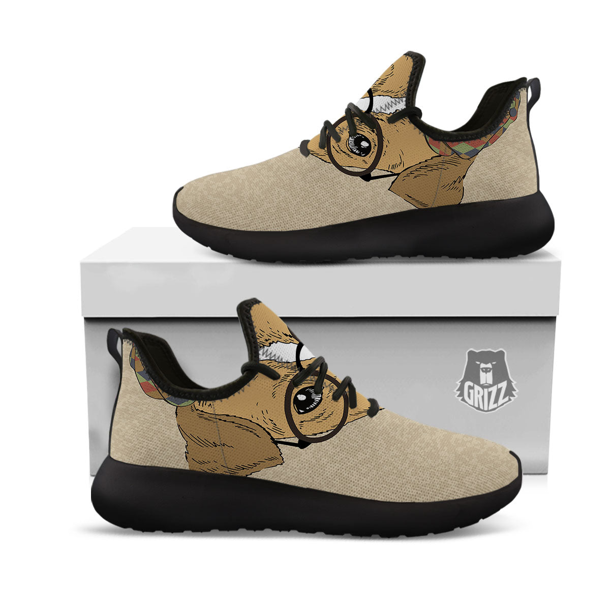 Portrait Jack Russell Terrier Print Black Athletic Shoes-grizzshop