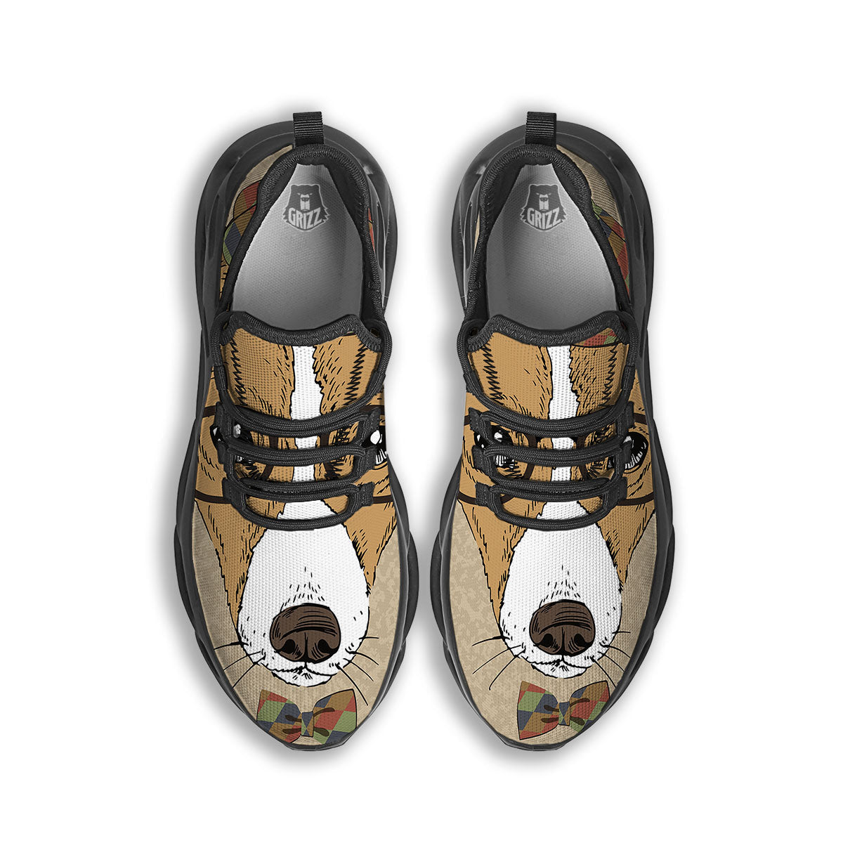 Portrait Jack Russell Terrier Print Black Running Shoes-grizzshop
