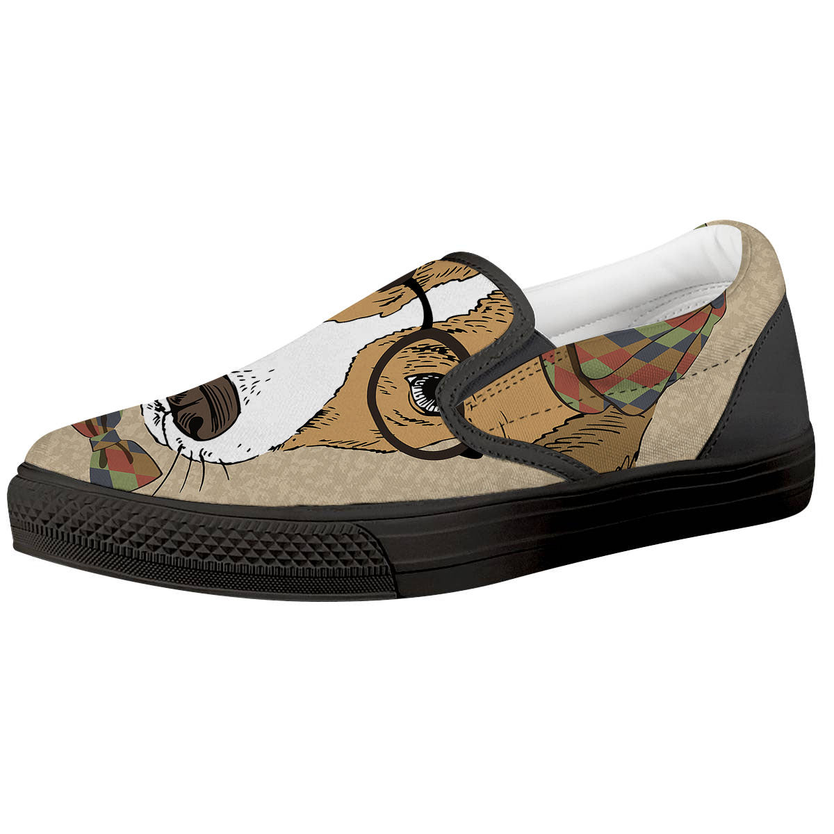 Portrait Jack Russell Terrier Print Black Slip On Shoes-grizzshop
