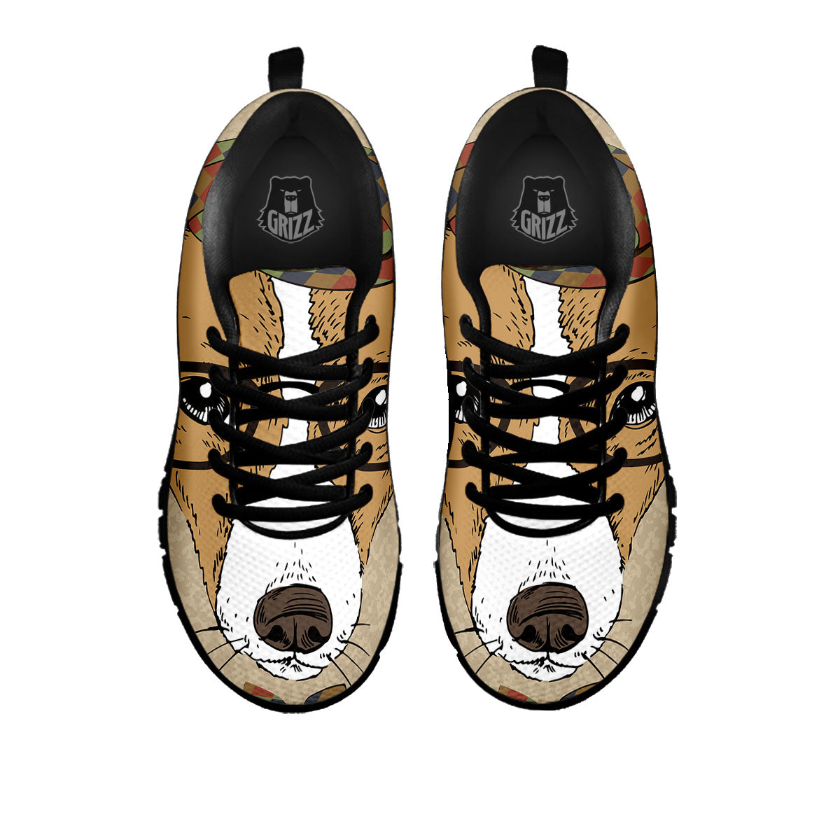 Portrait Jack Russell Terrier Print Black Sneaker-grizzshop