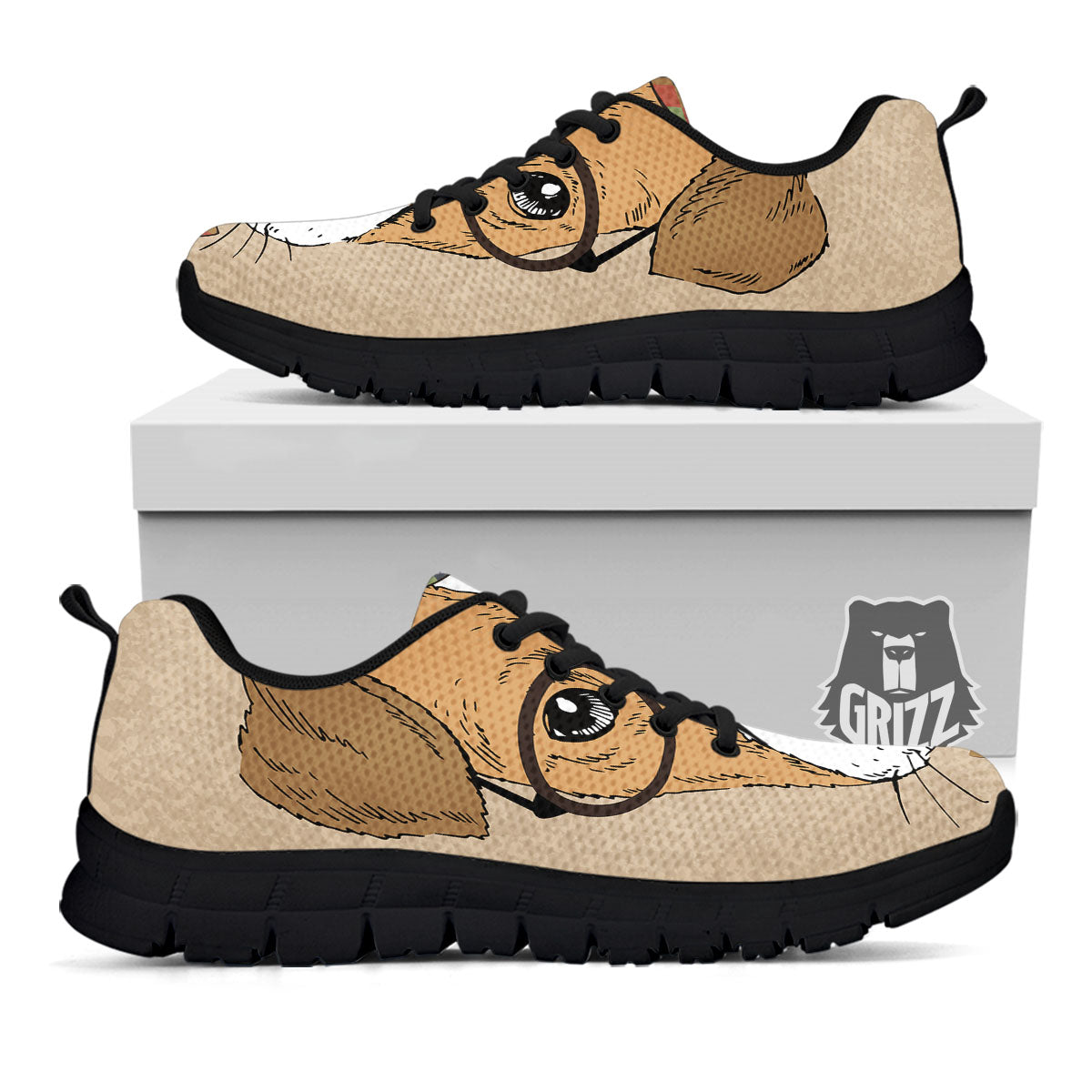 Portrait Jack Russell Terrier Print Black Sneaker-grizzshop