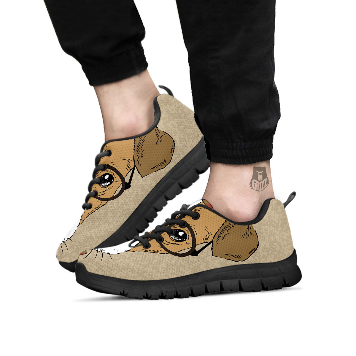 Portrait Jack Russell Terrier Print Black Sneaker-grizzshop