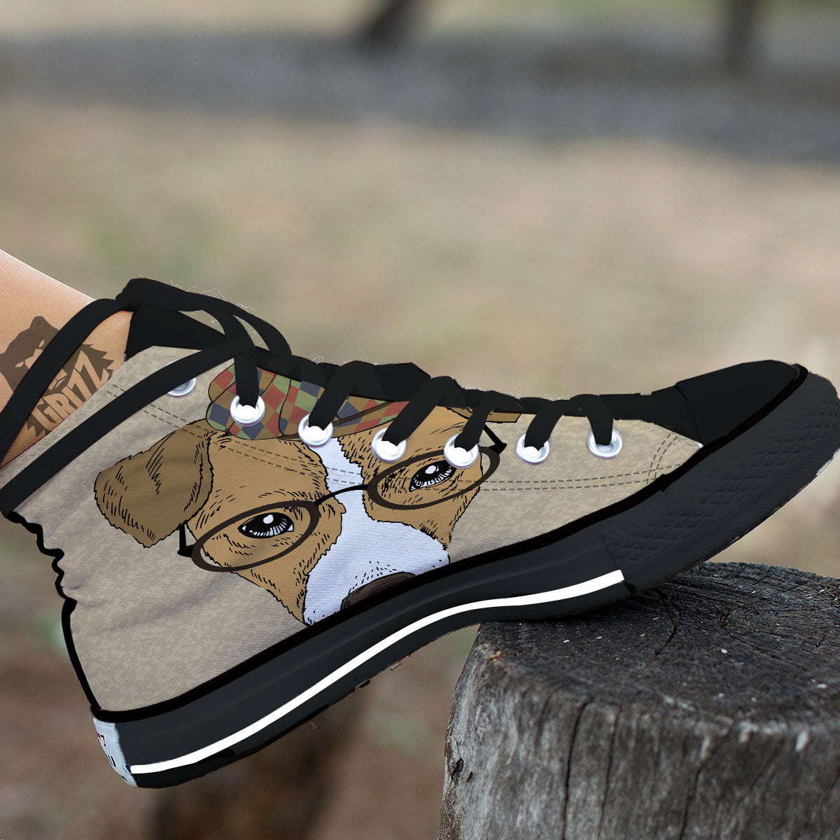 Portrait Jack Russell Terrier Print High Top Shoes-grizzshop