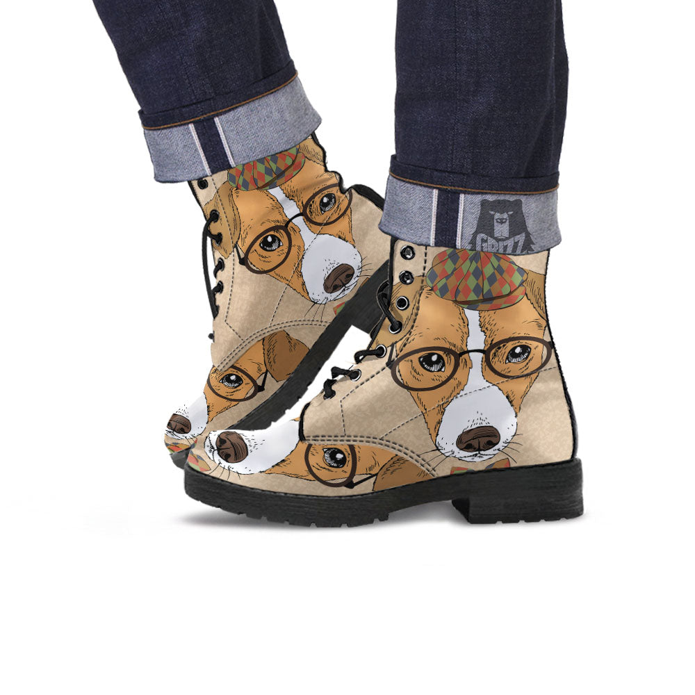 Portrait Jack Russell Terrier Print Leather Boots-grizzshop