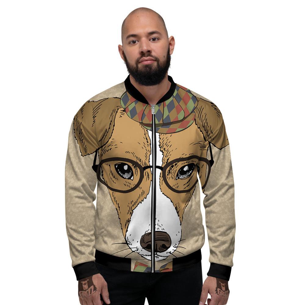 Portrait Jack Russell Terrier Print Men's Bomber Jacket-grizzshop