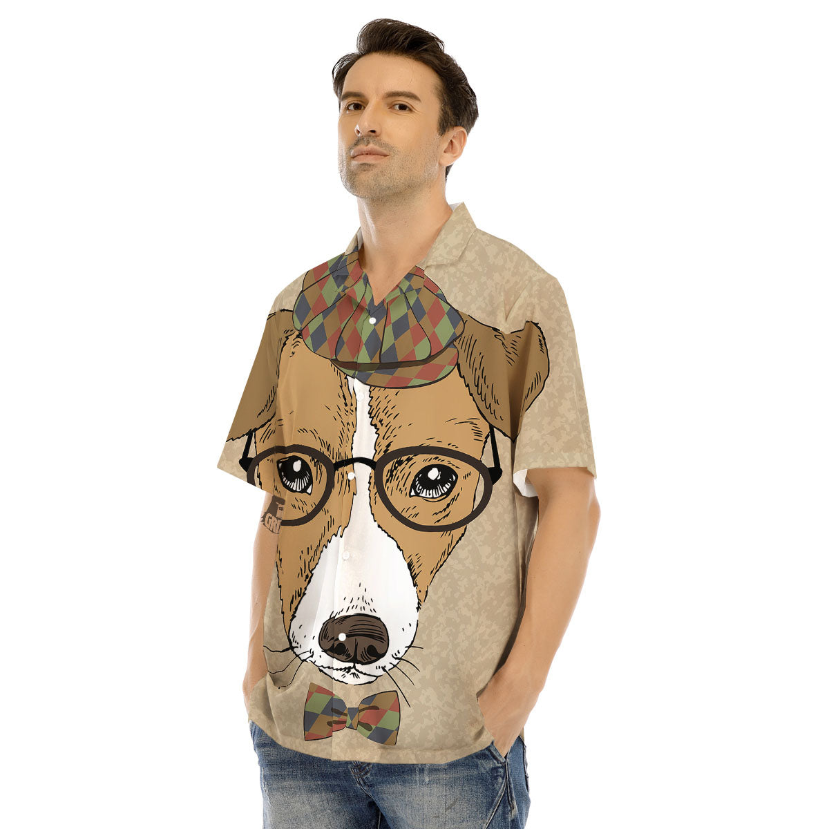 Portrait Jack Russell Terrier Print Men's Hawaiian Shirt-grizzshop
