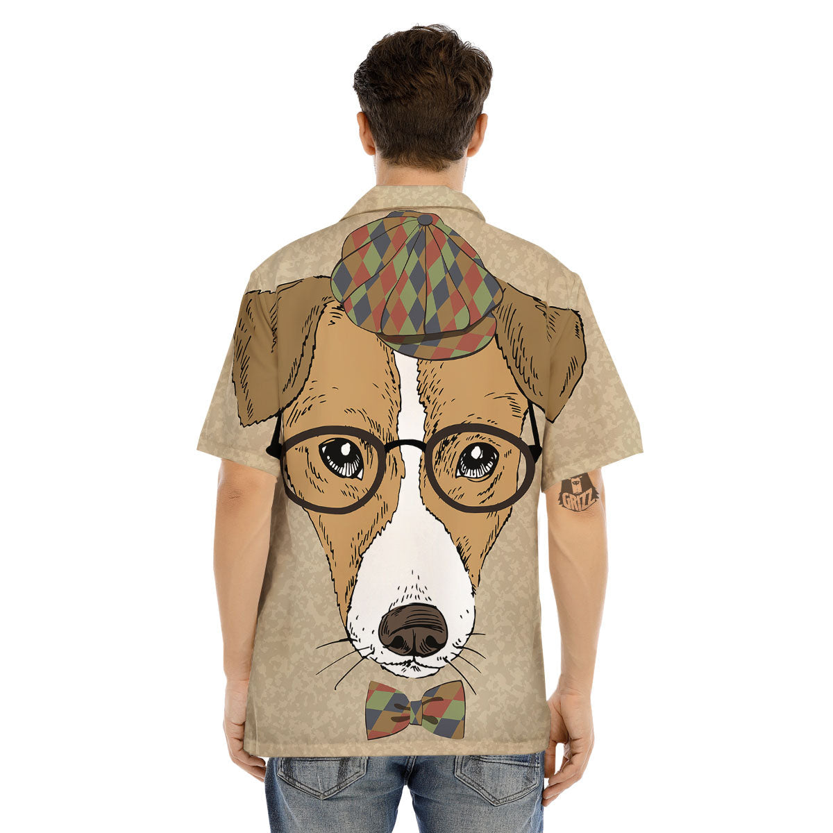 Portrait Jack Russell Terrier Print Men's Hawaiian Shirt-grizzshop
