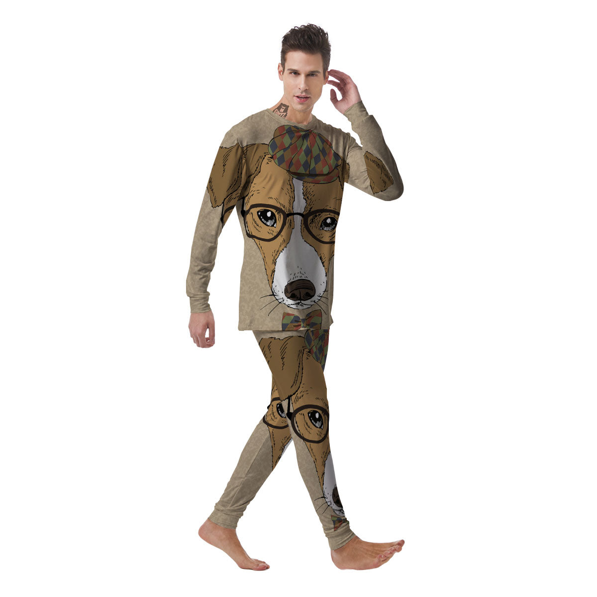 Portrait Jack Russell Terrier Print Men's Pajamas-grizzshop