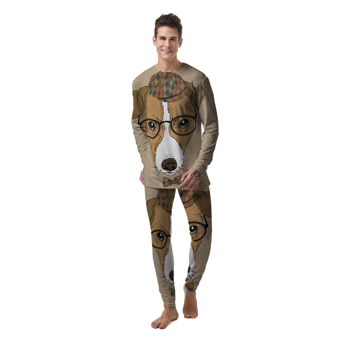 Portrait Jack Russell Terrier Print Men's Pajamas-grizzshop