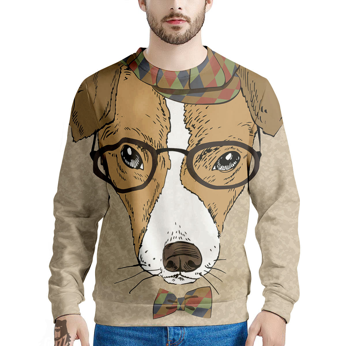Portrait Jack Russell Terrier Print Men's Sweatshirt-grizzshop