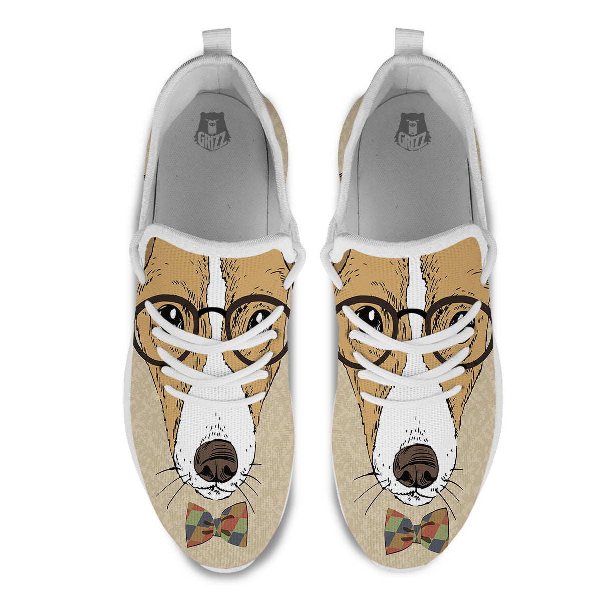 Portrait Jack Russell Terrier Print White Athletic Shoes-grizzshop