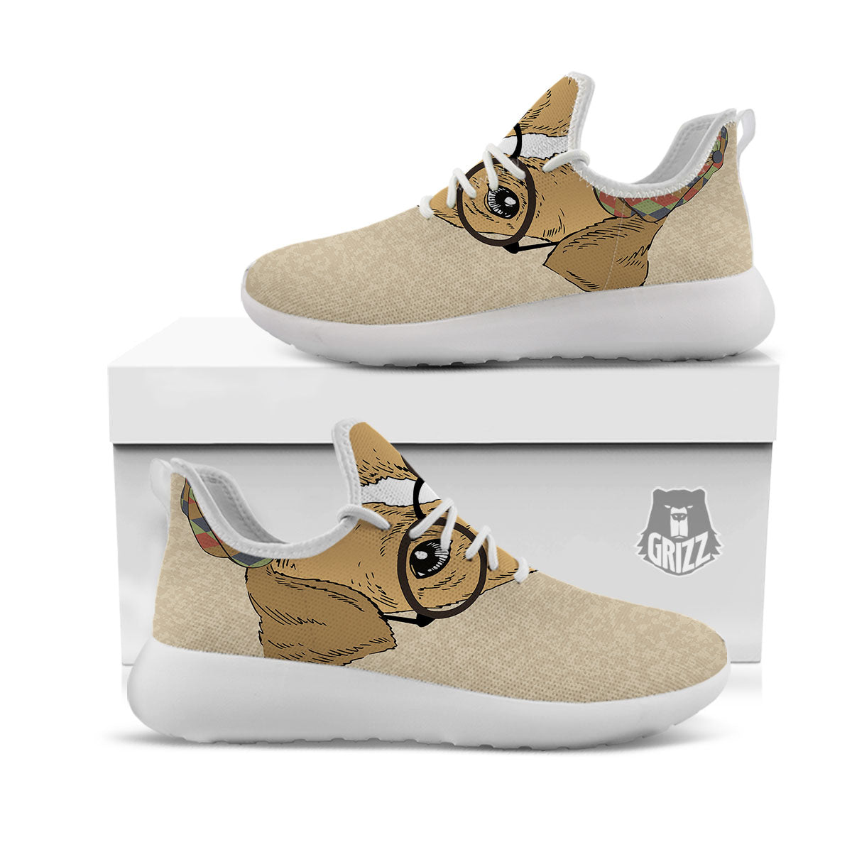 Portrait Jack Russell Terrier Print White Athletic Shoes-grizzshop