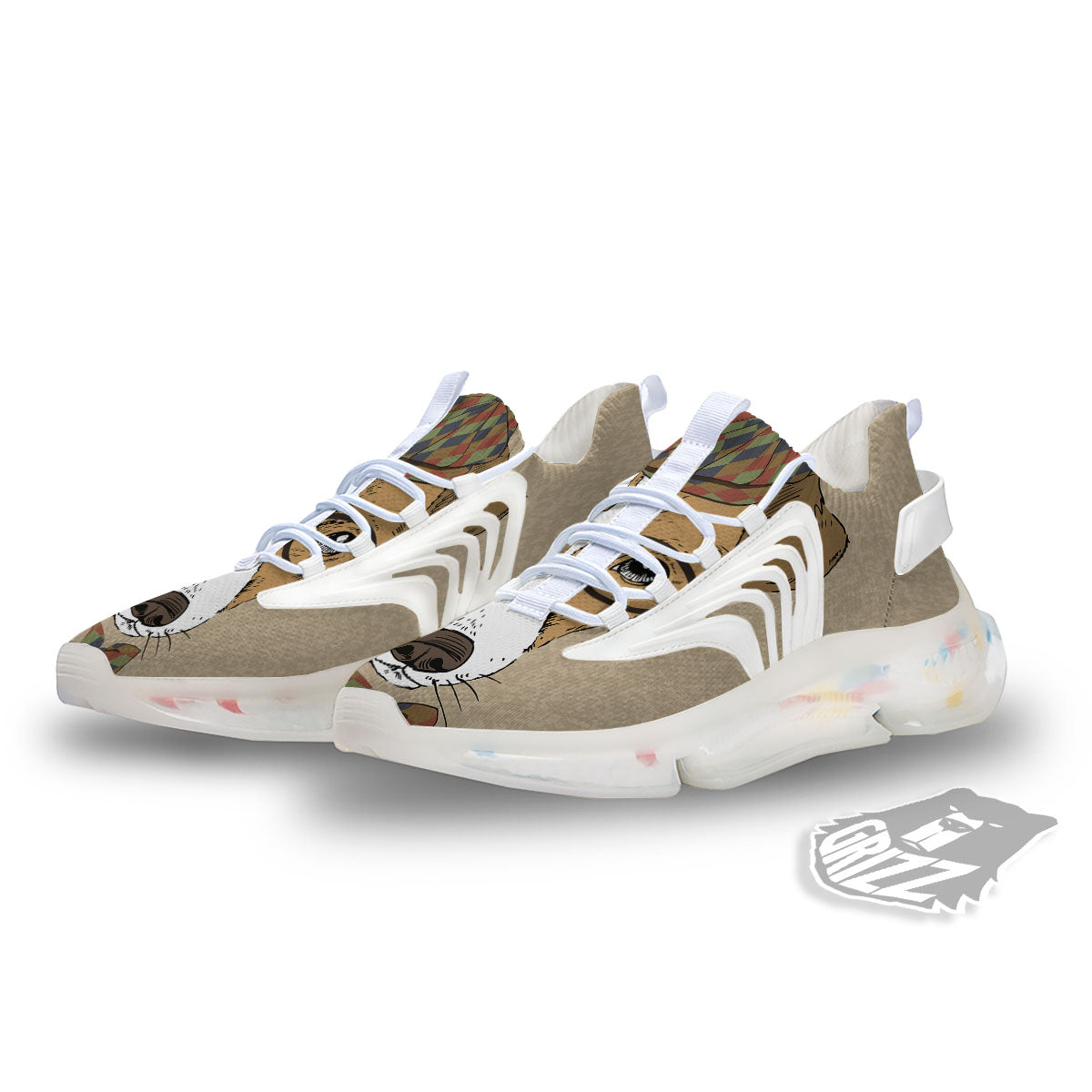 Portrait Jack Russell Terrier Print White Gym Shoes-grizzshop