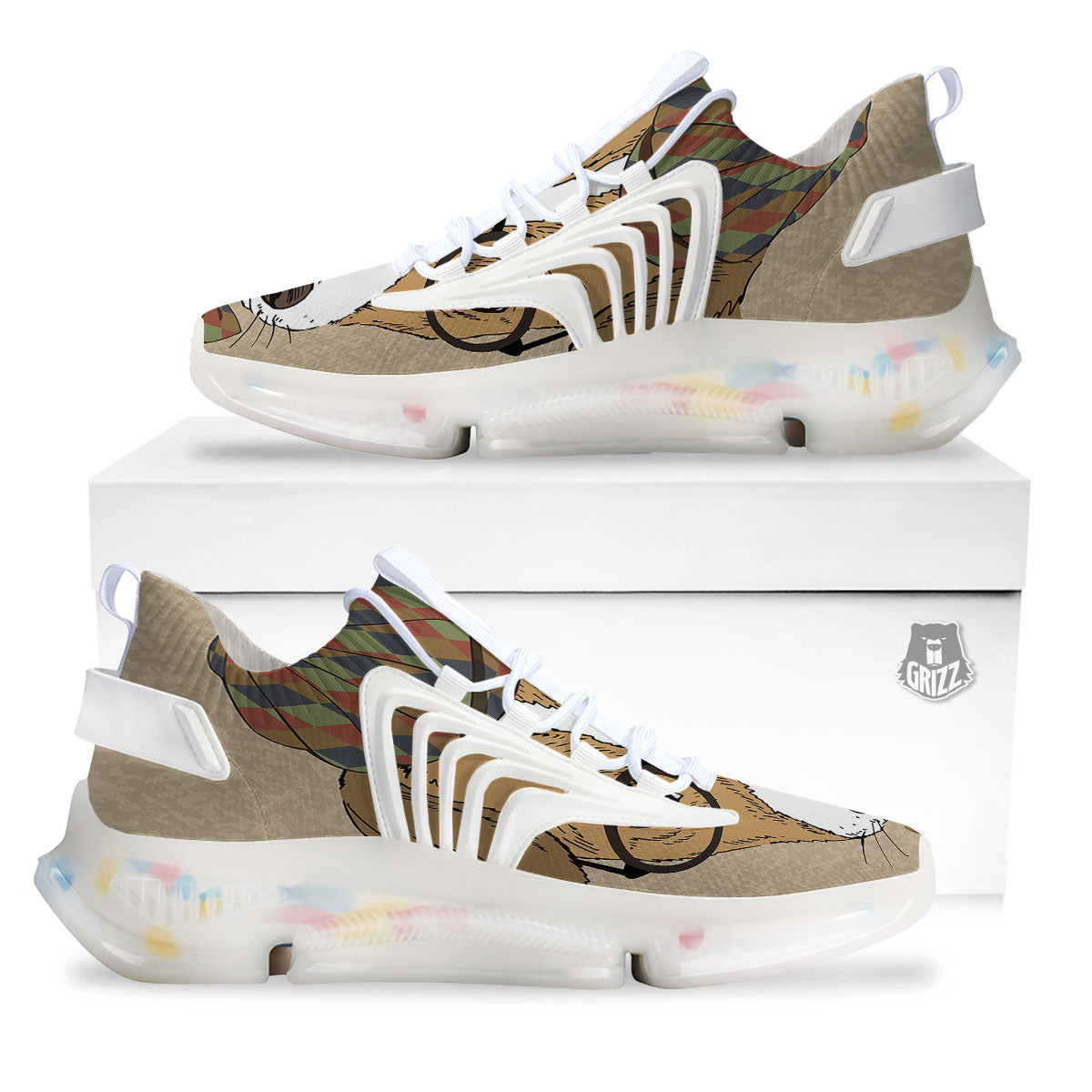 Portrait Jack Russell Terrier Print White Gym Shoes-grizzshop