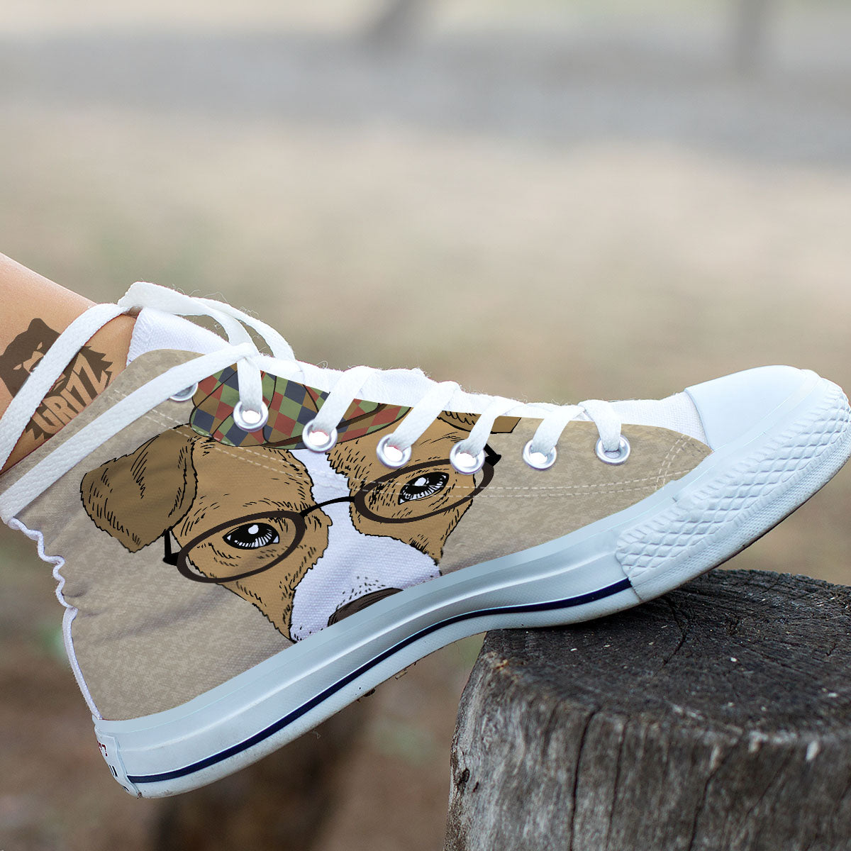 Portrait Jack Russell Terrier Print White High Top Shoes-grizzshop