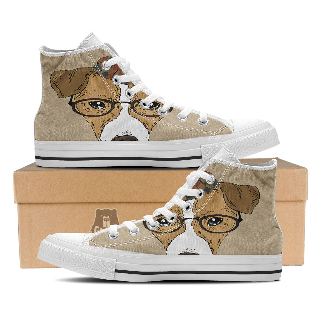 Portrait Jack Russell Terrier Print White High Top Shoes-grizzshop