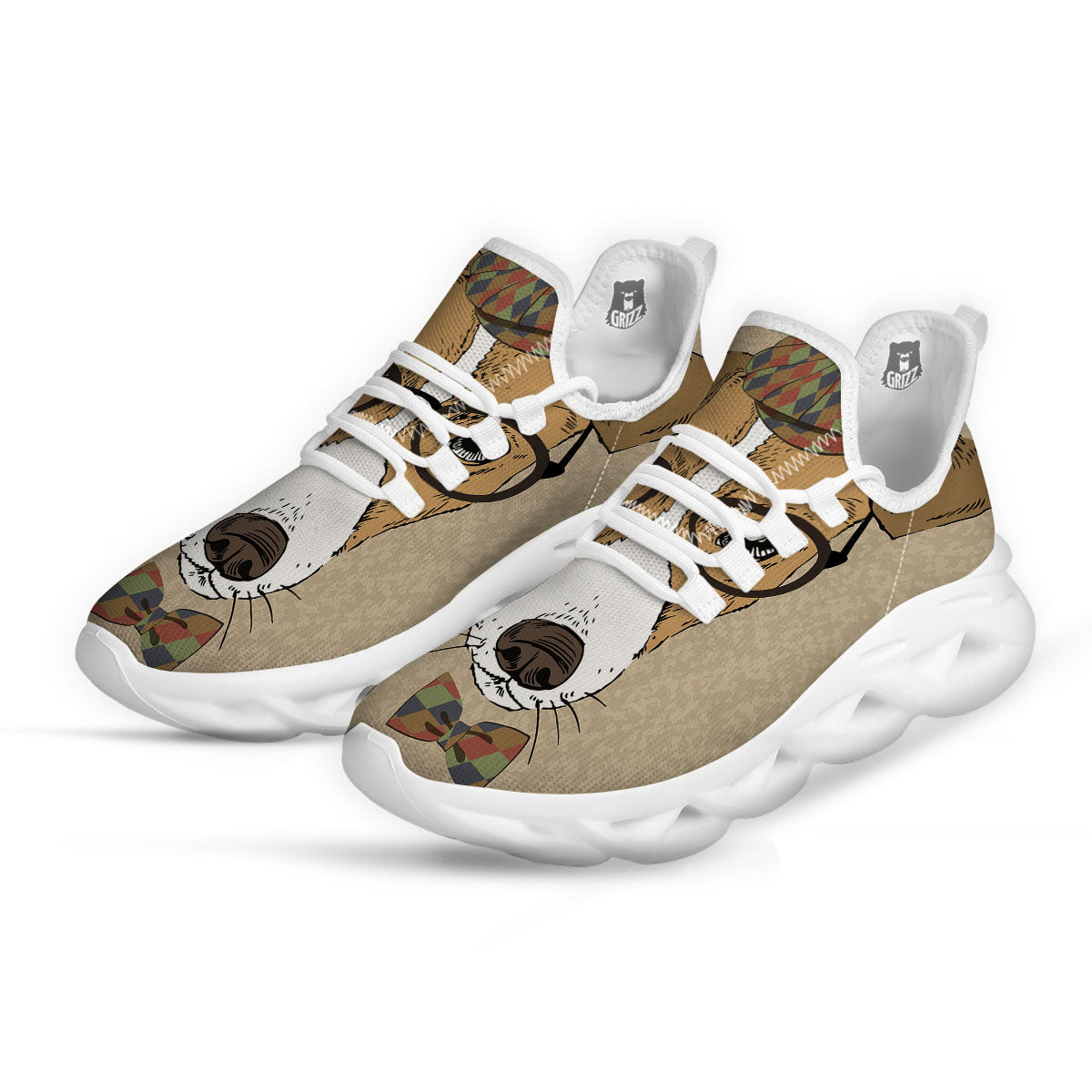 Portrait Jack Russell Terrier Print White Running Shoes-grizzshop