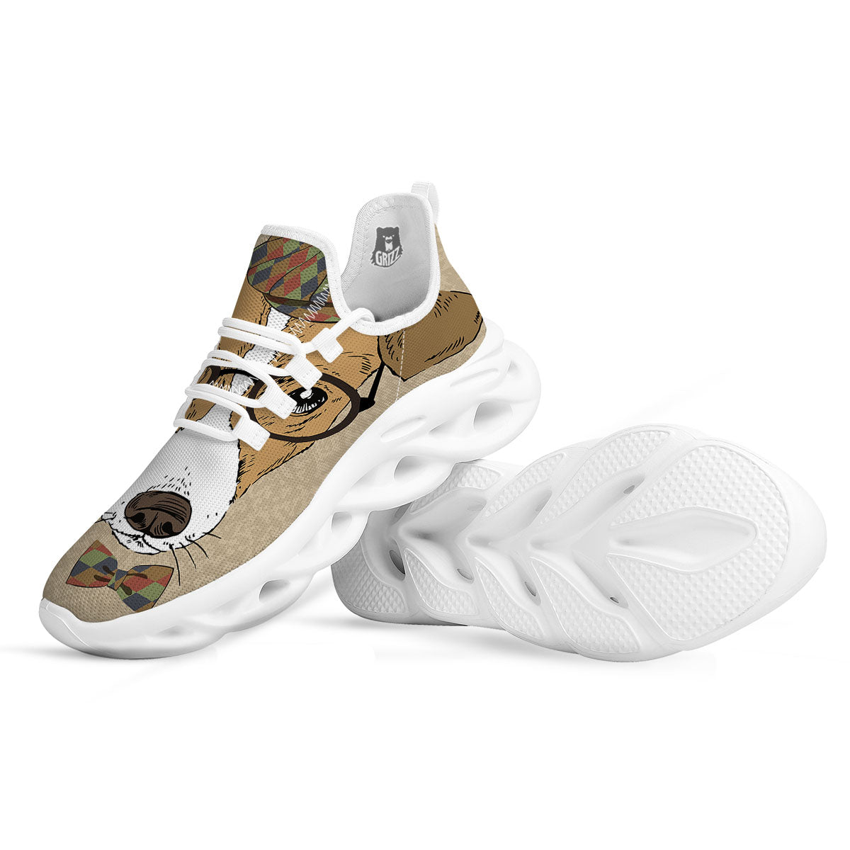 Portrait Jack Russell Terrier Print White Running Shoes-grizzshop