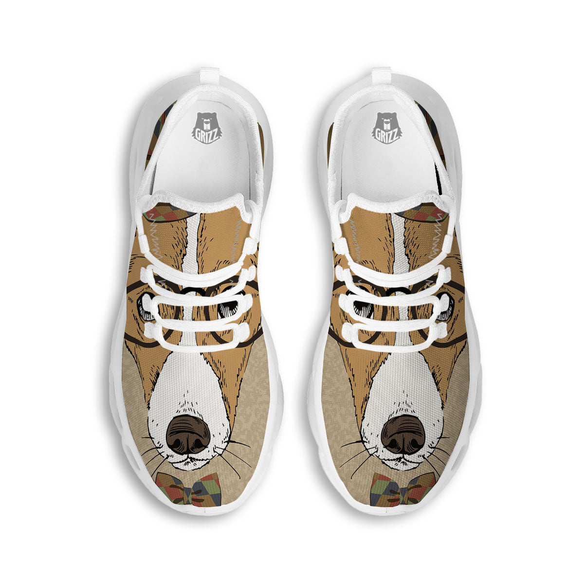 Portrait Jack Russell Terrier Print White Running Shoes-grizzshop